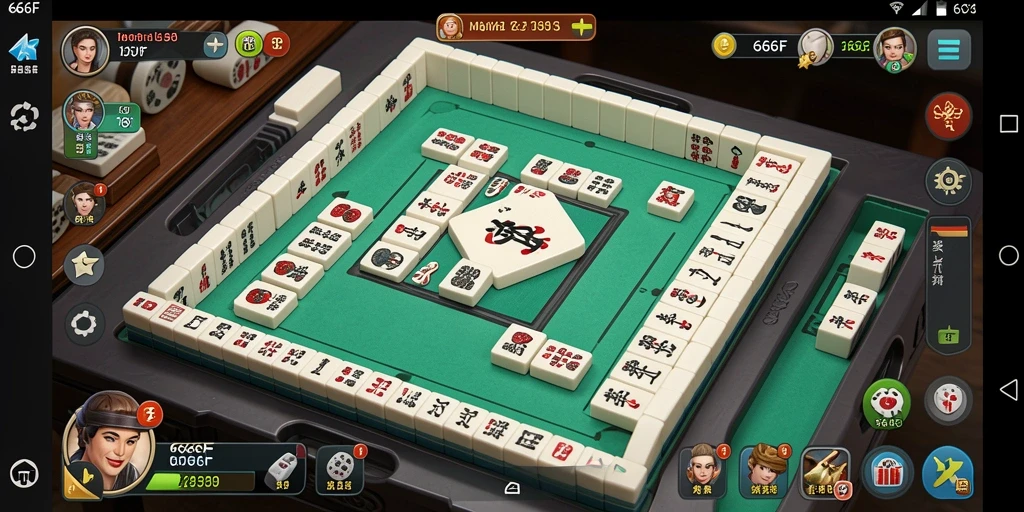 Tampilan permainan Mahjong dalam 666F yang menarik dan penuh warna.