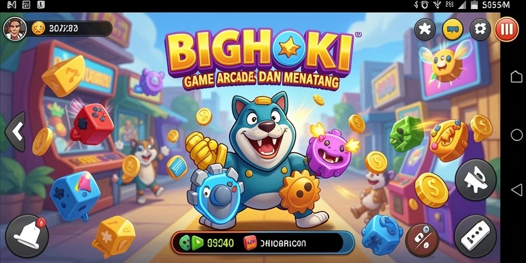 Tangkapan layar utama BIGHOKI menampilkan aksi seru dan gameplay yang dinamis.