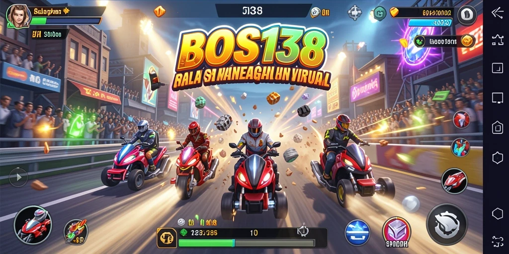 Screenshot gameplay BOS138 menampilkan balapan yang mendebarkan dan grafis yang memukau.