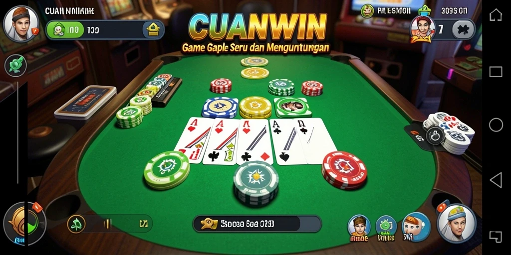 Tampilan utama CUANWIN dengan gameplay Gaple yang menawan.