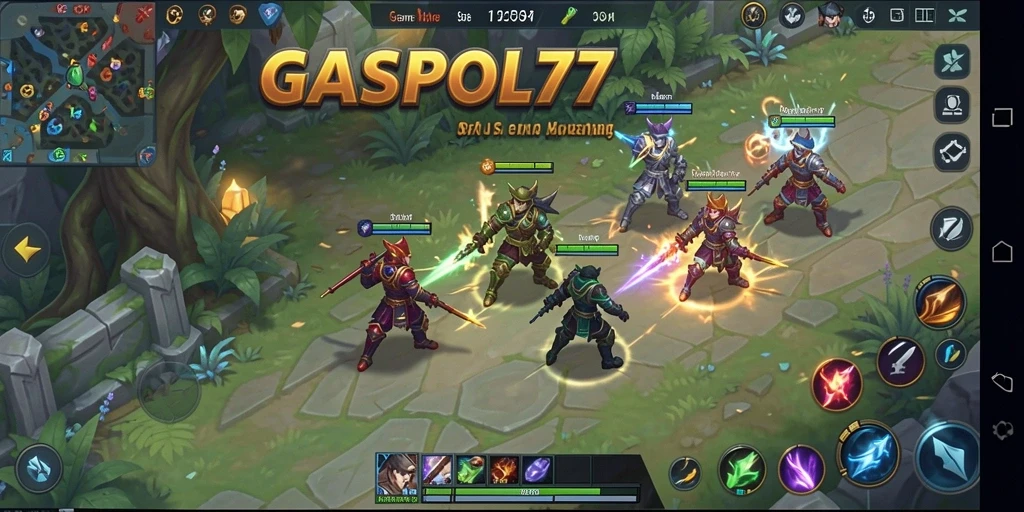 Screenshot gameplay <strong>GASPOL77</strong> menunjukkan pertarungan antar tim yang seru.