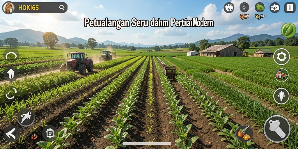Gameplay seru di HOKI65 dengan ladang yang luas dan tanaman beragam.