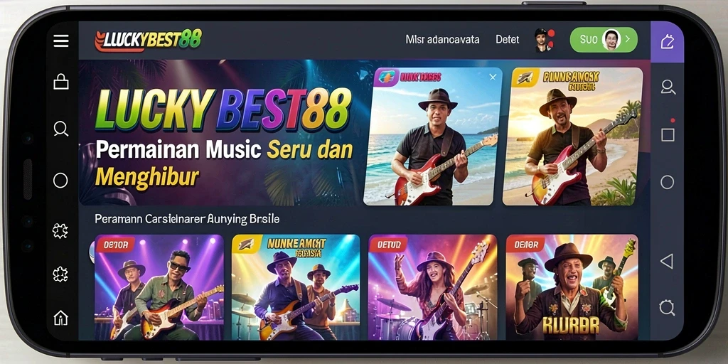 Tampilan gameplay LUCKYBEST88 dengan berbagai fitur musik menarik.