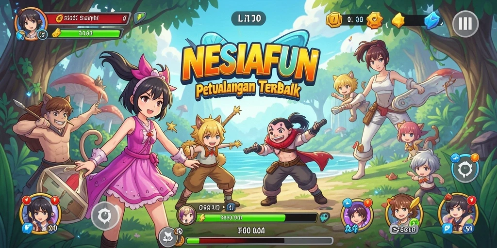 Screenshot gameplay NESIAFUN menampilkan aksi seru dalam dunia Anime.