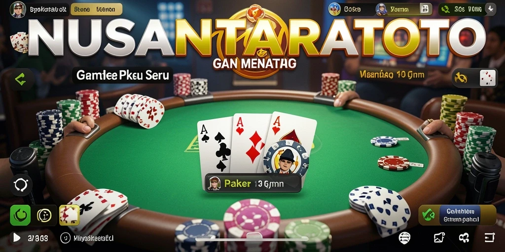 Tampilan gameplay menarik dari NUSANTARATOTO dengan suasana poker yang mendebarkan.