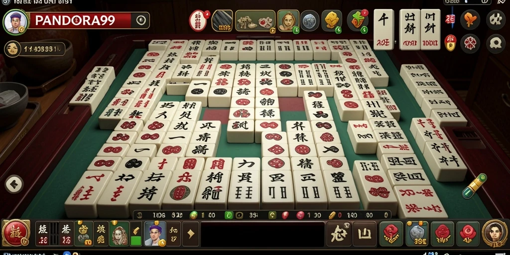 Tampilan gameplay menegangkan di PANDORA99 dengan ubin Mahjong.