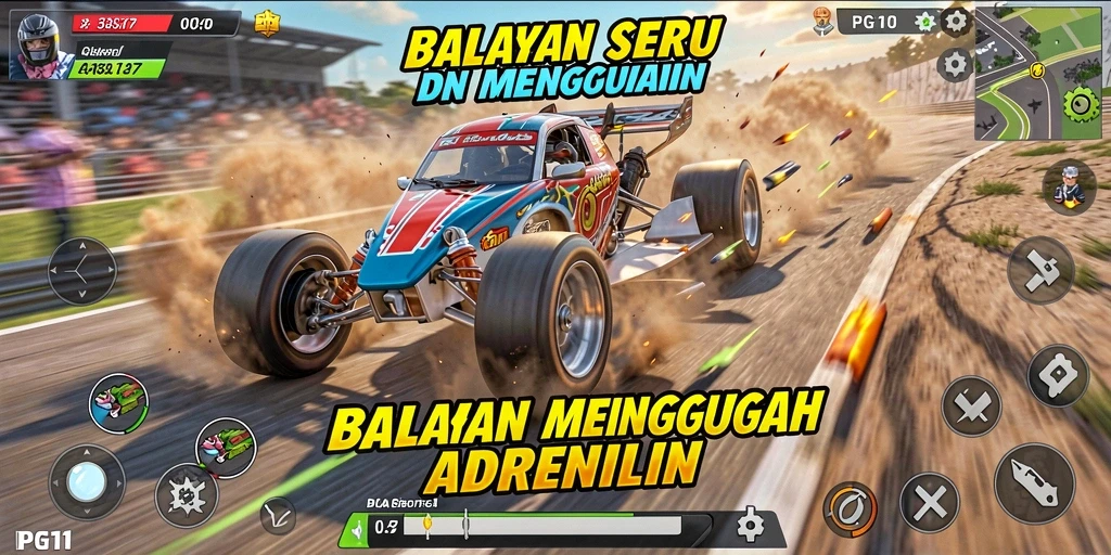 Tampilan gameplay balapan yang mendebarkan dan penuh aksi.