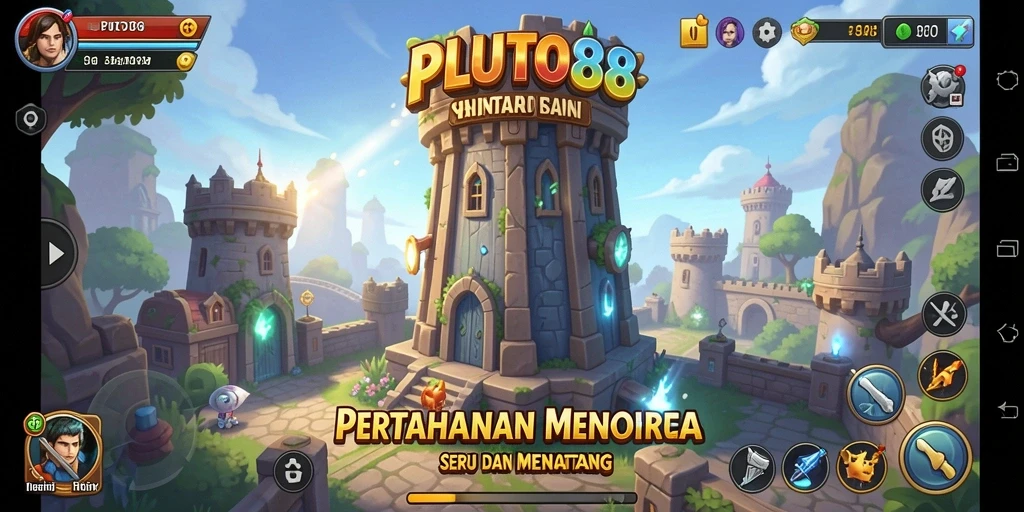Tampilan gameplay seru dalam PLUTO88 Tower Defense.
