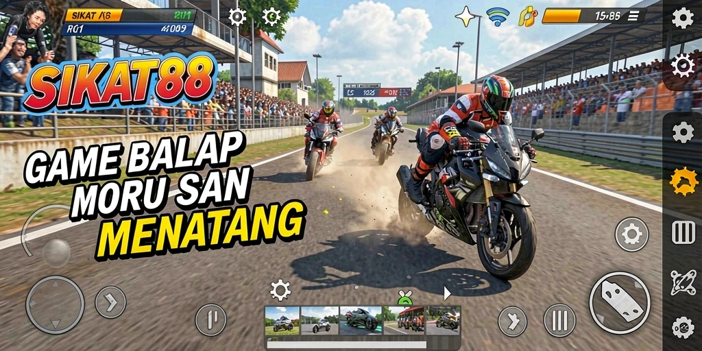 Screenshot SIKAT88 menunjukkan aksi balap motor yang mendebarkan.